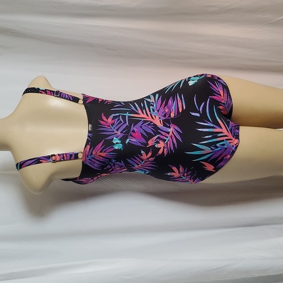 Calvin Klein Sorbet Ibiza Starburst One-Piece Swimsuit Black Purple Size 8 - Picture 6 of 9